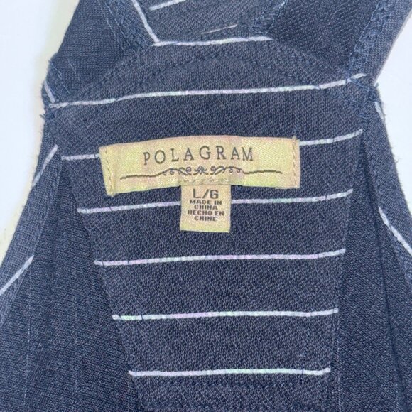 Polagram Overalls Womens L Blue Striped Wide Leg Cotton Culotte Lagenlook Style - Picture 4 of 15